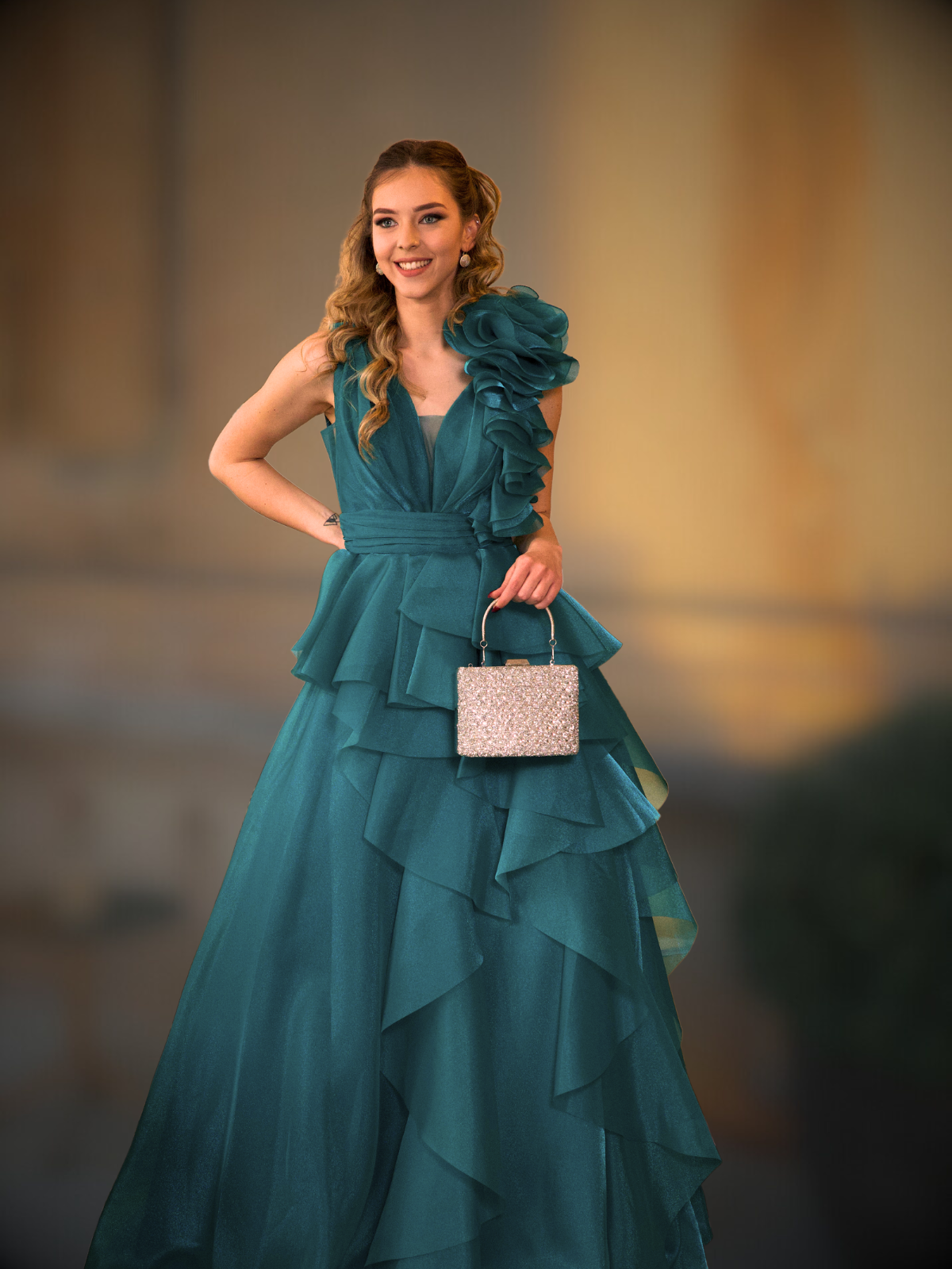ВЕЧЕРНА РОКЛЯ FIORE TURQUOISE